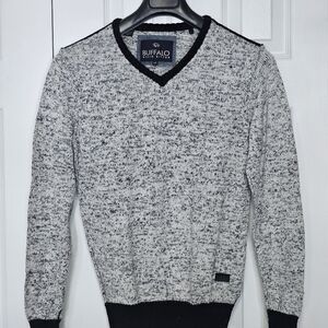 Buffalo David Bitton Men's Black & Gray Marled V-Neck Sweater